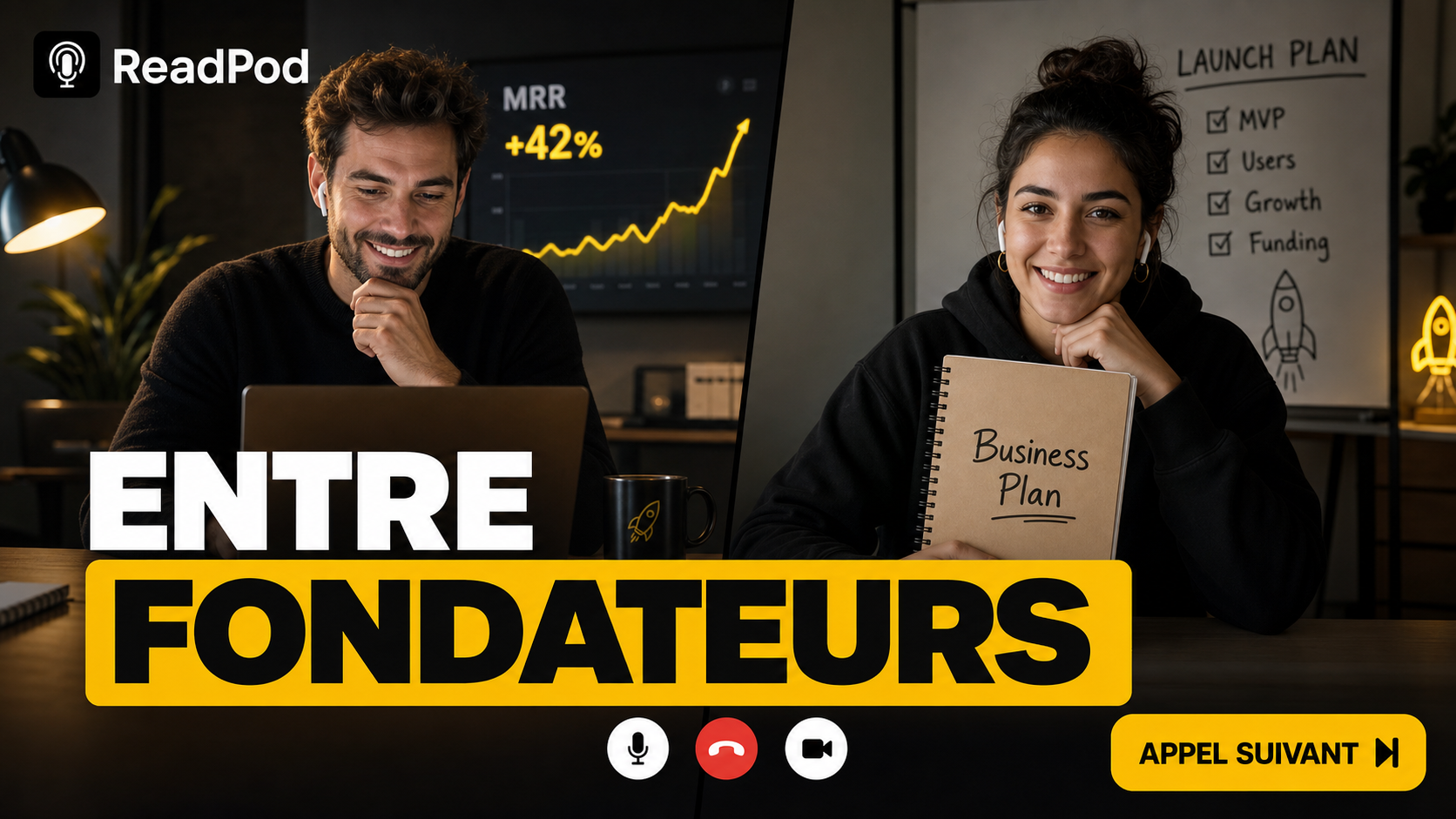 Aperçu d’un appel vidéo du Club Privé des Fondateurs entre deux entrepreneurs